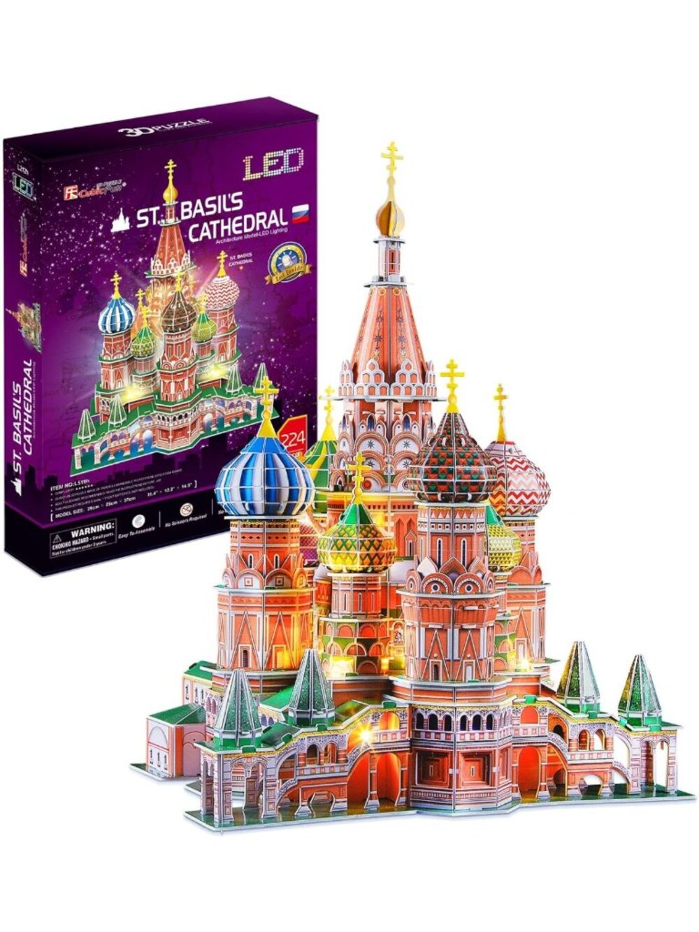 3D LED Puzzle Model Kit - St. Basil's Cathedral Architecture, 224 Pieces for